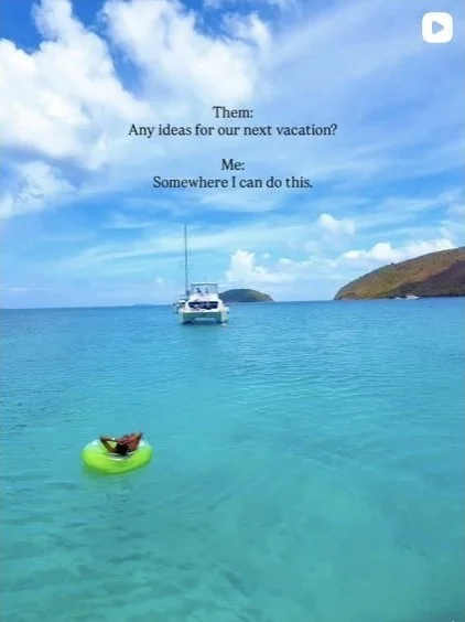 Instagram reel of a yacht anchored in turquoise water